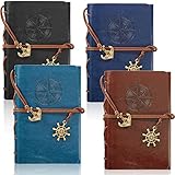 4 Pack Leather Writing Journal Notebook Refillable Spiral Notebooks A6 Travel Journals to Write in...