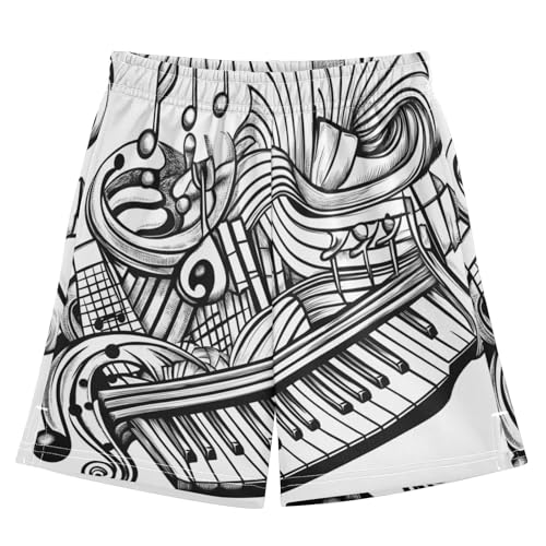 DOMIKING Music Graffiti Kids Shorts Pull-on Boys Shorts with Elastic Waist Casual Athletic Pants for Playwear Summer