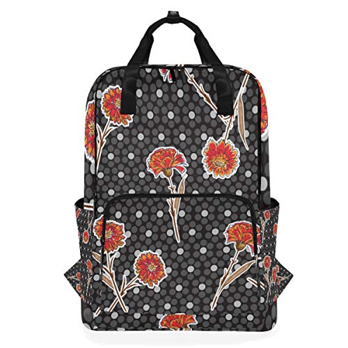 ZOMOY Mochilas，Patrón Flor De Clavel En Moderno，Nuevo portátil Informal Ligero Mochila de...