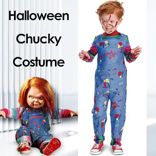 Homiego Chucky Costume For Kids Boys Girls Halloween Costume Chuckie Costume Chucky Overalls Good Guys Overalls Chucky Outfit Chucky Doll Shirt 4T 5T 6T 7T 8T 9T 10T Toddler thumb #4