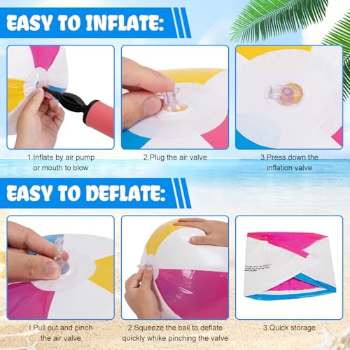 Kezidhp 4 Stück Wasserball Aufblasbar, Wasserball Kinder, 40CM Strandball, Wasserspielzeug Kinder, für Erwachsene Strand, Pool Party, Outdoor-Aktivitäten,Schwimmbad Spielzeug