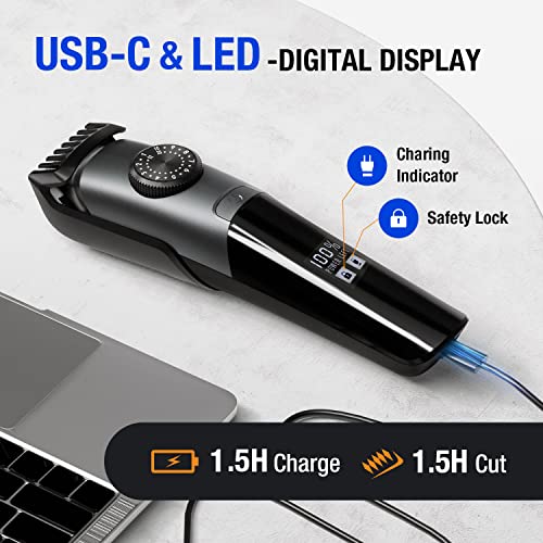 Suprent Beard Trimmer For Men Waterproof, Ipx7 Professional Mustache Trimmer, 39 Built-In Adjustable Precise Lengths, Cordless Usb C Rechargeable & Led Display #TOP1