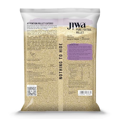 Image of Jiwa Pure Foxtail Millet | 1 Kg | Unpolished | Cooks In 15 Minutes | Positive Millet | Kangani Seeds | Ancient Grain | Low GI | Gluten Free