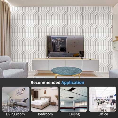 Image of Art3d Decorative 3D Wall Panel, 32 Sq.FT PVC Interior Wall Decor for Living Room, Bedroom, Lobby, Office, Shopping Mall, White