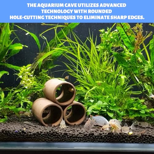 Zyiphor 3 Stück Keramik Aquarium Höhle, Garnelen Versteck, Welshöhle Aquarium Deko Höhle, Robustes Tonröhre, Fish Tank Zubehör für Züchter von Garnelen(Braun)