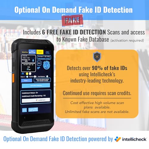 Image of Portable Driver's License, ID & Passport Scanner with Handle for Bars, Clubs & Retail - Age Verification & Customer Management - Optional Fake ID Detection (Intellicheck) - All 50 States (2026)