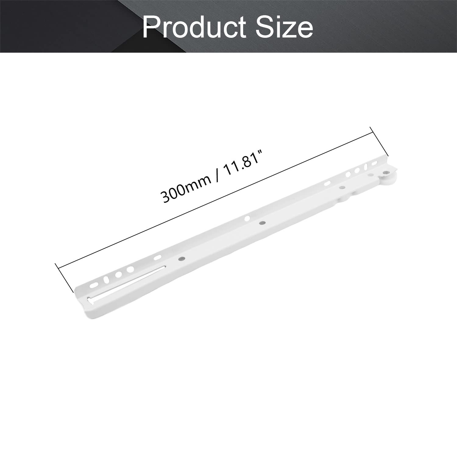 MroMax 12-inch Cold Rolled Steel Keyboard Slide Glide, 2 Fold Ball Bearing Slide Track Rail 2 Sections Steel Heavy Runners Ball Roller Wheel Cabinet Drawer Runner, White, 1 Pair