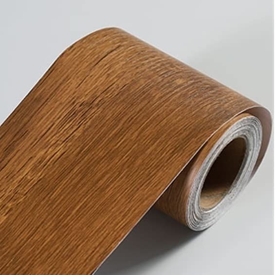 PXAMORTEL Papel Pintado Borde Autoadhesivos, Pegatinas de Pared for zócalos con líneas de Vetas de Madera(Wood PW,5mx10cm)