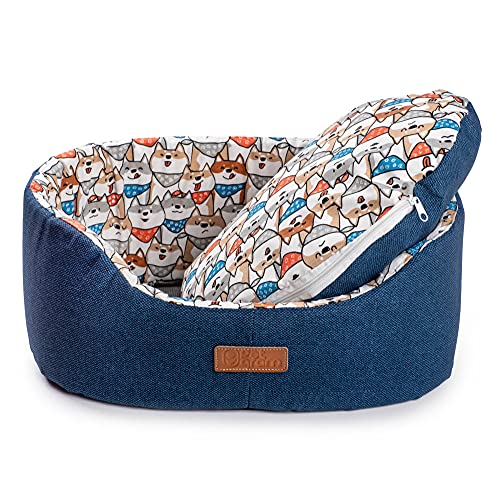 Cama Pet Impermeável para Cães e Gatos, Petgram, Europa Haley Azul, 46cm x 37cm