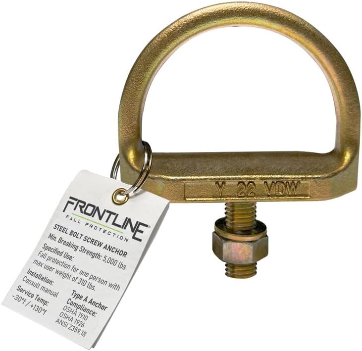 Frontline STB01 Steel Bolt Threaded Anchor | Can be Installed in Most Structural Steel substrates | Tested for Multi-Direction Loading | Anchor is Reusable | Meets or exceeds ANSI & OSHA.