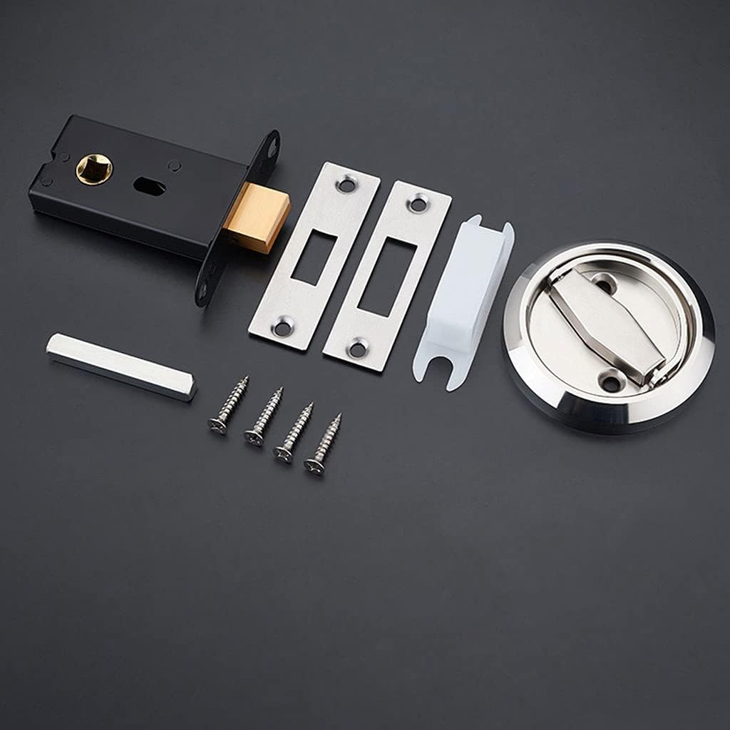 Door Knob Lever Stainless Steel Invisible Door Lock Door Levers 90°Rotating Door Handle Without Key for Laundry Room Hallway Door Lock with Handle (Color : Brushed Color+3 Hinges)