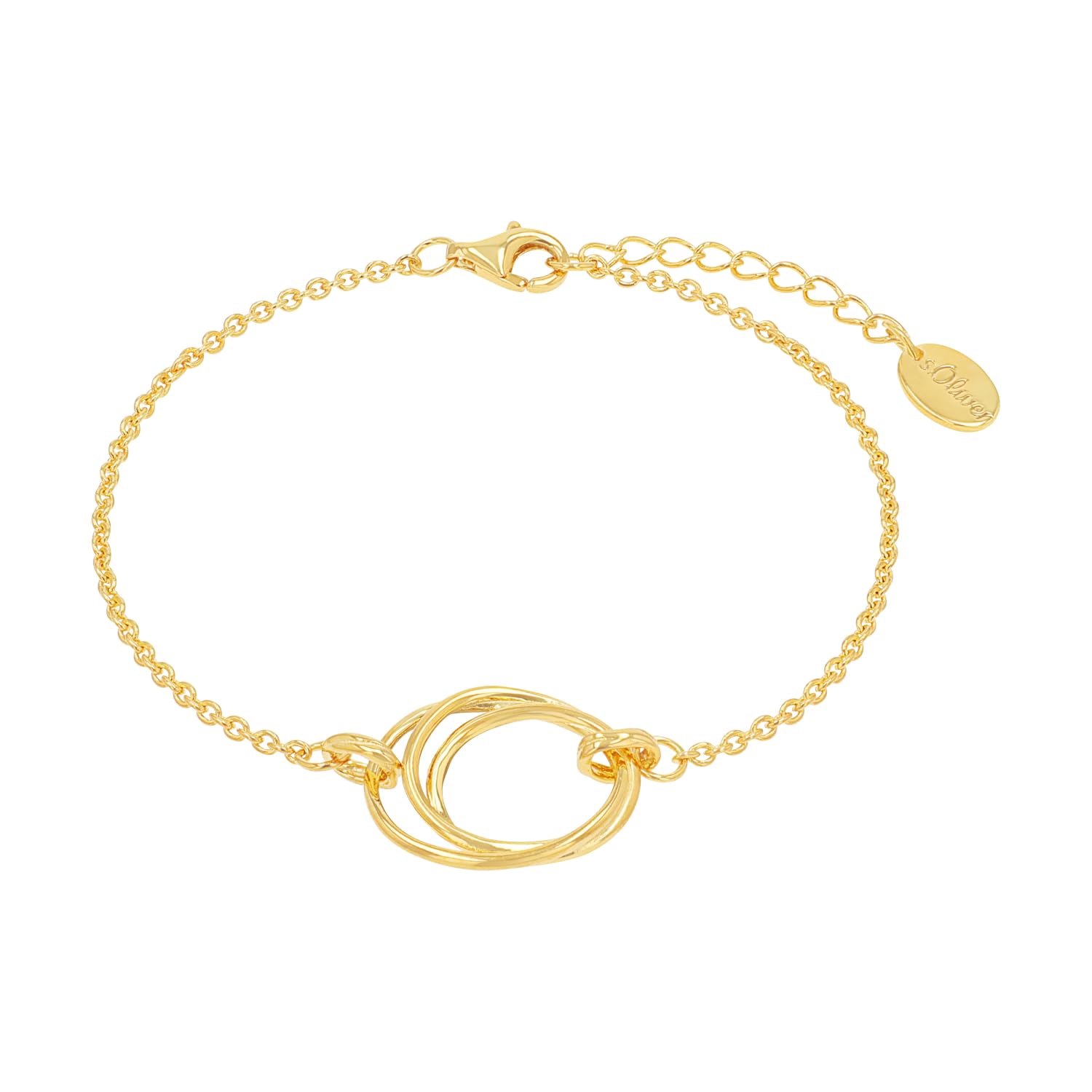 s.Oliver Armband 925 Sterling Silber Damen Armschmuck, 17+3 cm, Gold, Kommt in Schmuck Geschenk Box, 2037824