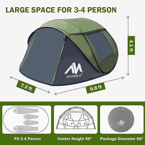 AYAMAYA 4 Person Pop Up Tents for Camping の商品画像 3