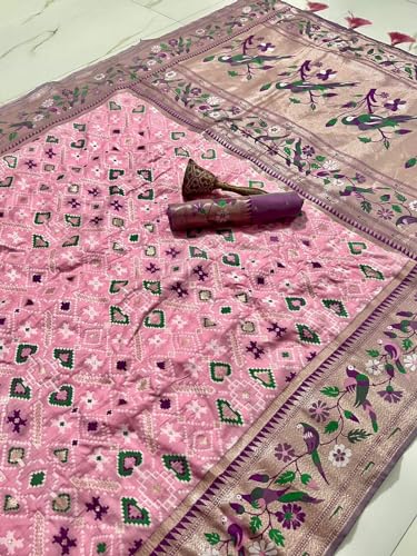Panzora pink patola silk saree – image 2