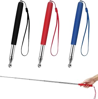 3 Pack Teachers Pointer Stick, Telescopic Teacher Pointer Stick Classroom Whiteboard Pointer Retractable Pointers for Classroom Office, Extends to 39'' (Red, Blue, Black)