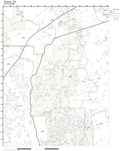 ZIP Code Wall Map of Tyrone, GA ZIP Code Map Laminated