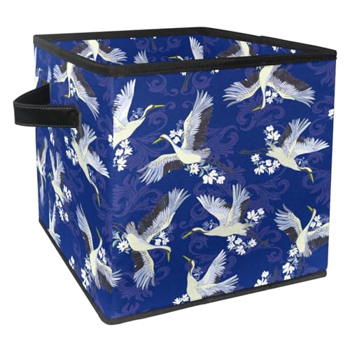 Boîte de rangement cube en tissu motif Grue à mouches maison