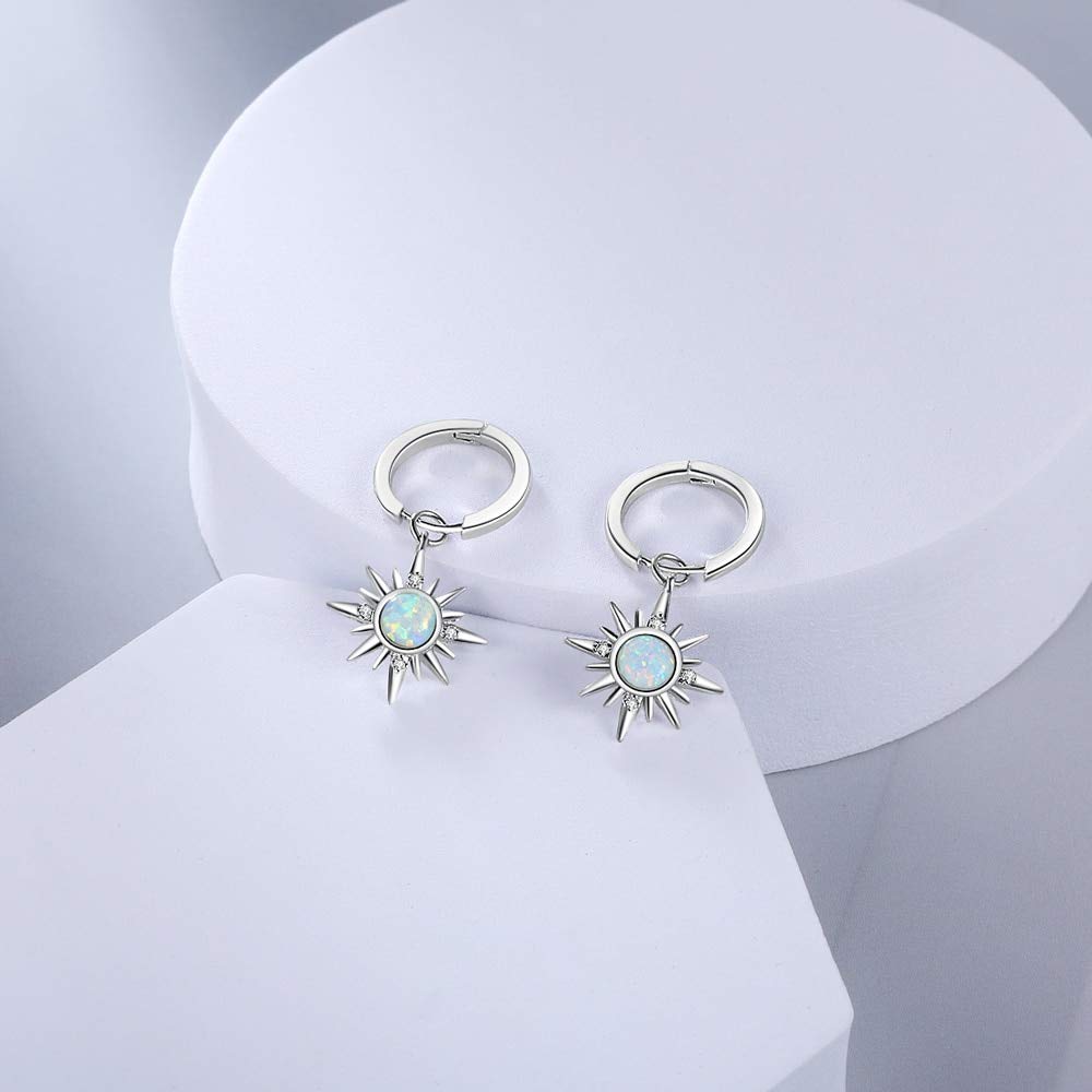 Sun 925 Sterling Silber Ohrringe mit Opal und Klarem CZ - Hochzeit Fine Schmuck für Frauen