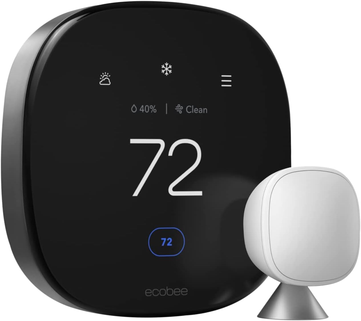 ecobee Smart Thermostat Premium with Siri & Alexa & Built in Air Quality Monitor & Smart Sensor (Renewed), Black
