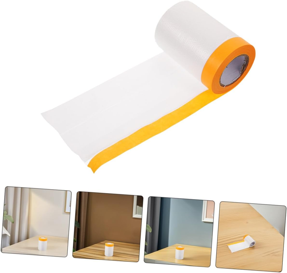 4pcs Yellow Masking Paper Roll 55cm X 20m, Automotive Paint Protection Film for Car Spray Painting and Furniture Renovation, High-Precision Adhesion Vehicle Protective Film for DIY
