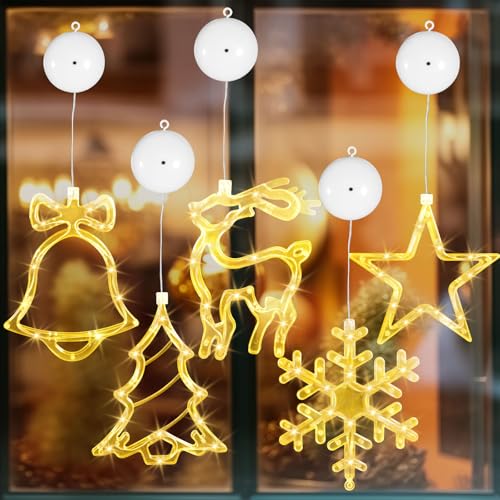 NCKIHRKK Weihnachtsdeko Fenster 5 Stück, LED Sterne...