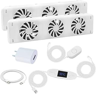 Smart Magnetic Radiator Cooling Fan Booster Heater Fan, Heat Distribution And Automatic Thermostat Control For 50–120 Cm Radiators, Includes Power Adapter And Type-C Extension Cable