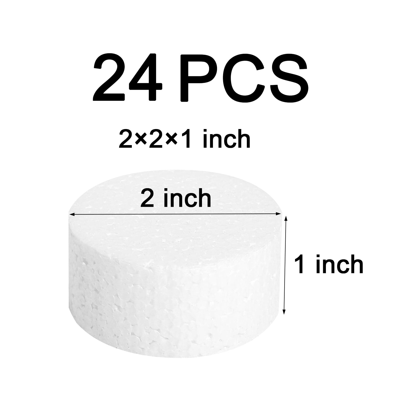 Paquete de 24 círculos de espuma de 2 pulgadas para manualidades (1 pulgada de grosor), discos de espuma para proyectos de bricolaje, pasteles y decoraciones, escultura, modelado, suministros de arte