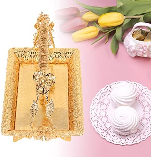 Miniatura 7 de Bandejas para servir alimentos, bandeja elegante de aleación de zinc resistente vintage con asas para el hogar, bar, cafetería