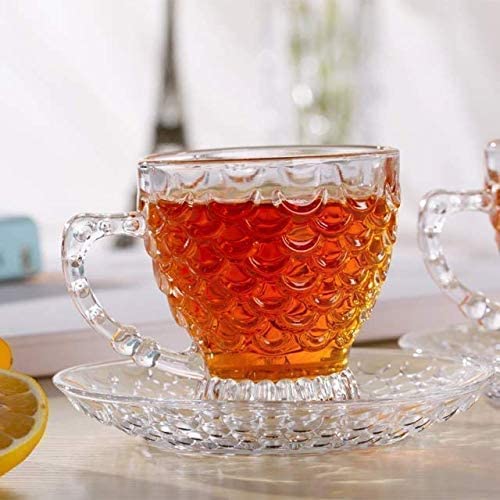 Buy HRIDYA ENTERPRISE Bubble Glass Tea Cup and Saucer Set for