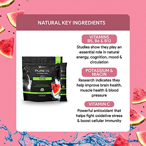 Karamd Pure I.v. - Doctor Formulated Electrolyte Watermelon Powder Drink Mix – Refreshing & Delicious Hydrating Packets With Vitamins & Minerals – Easy On-The-Go Water Hydration Multiplier – Watermelon - 1 Bag (16 Sticks) #TOP3