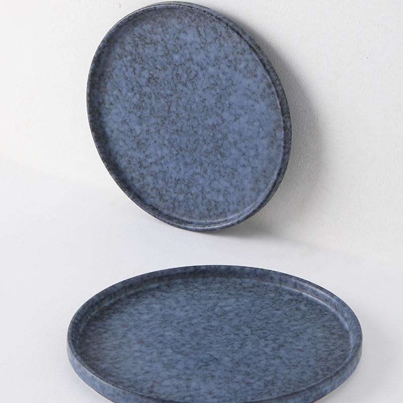 Assiette à dîner en céramique gris pierre, style nordique occidental, effet marbre, porcelaine, assiette plate empilable