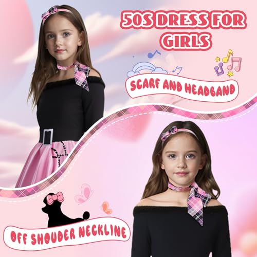Disfraz años 50 para niñas con vestido y accesorios miniatura 3