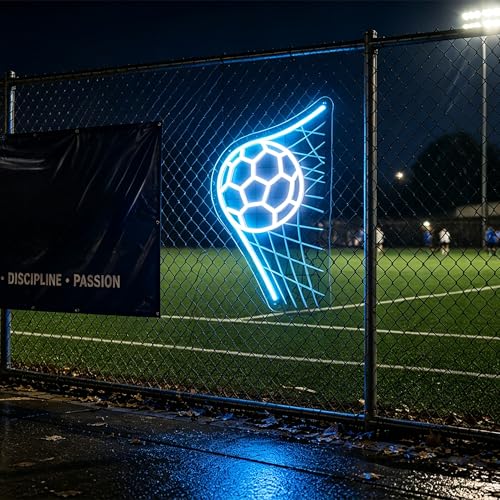 Image of Soccer Neon Sign for Wall Decor Light Up Sign Led Signs for Room Party Home Wall Decor USB Powered