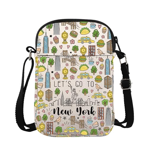 ZJXHPO NYC Trip Cross Body Bag New York Travel Vacation Gift Let’s Go To New York Messenger Bag New York Journey Souvenir