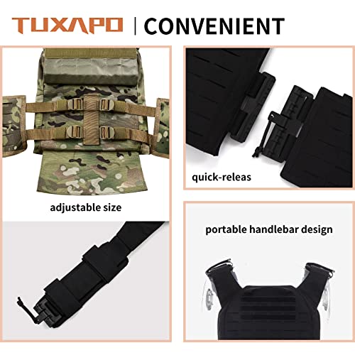 Tuxapo Black Tactical Vest Molle Lightweight Quick Release Adjustable Vests Fit Adult #TOP2