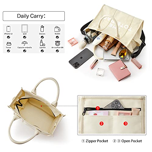 KALIDI De Tote Bag voor Vrouwen met Rits Canvas Handtassen Schoudertassen voor Dames Meisjes Vrouwen Casual Crossbody… - Image 6