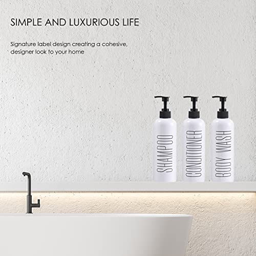 Homcdaly Shampoo And Conditioner Dispenser, 16Oz 3-Pack Refillable Shampoo And Conditioner Bottles, Empty Shampoo Bottles, Shampoo Conditioner Body Wash Dispenser, Bathroom Shampoo Dispenser Set(White #TOP1