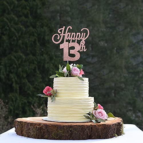 Lingteer Happy 13Th Birthday Cake Topper - Cheers To 13Th Birthday Thirteen Years Old Birthday Party Cake Decorations Sign. #TOP5