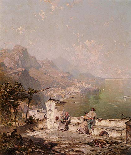 Peinture à l'huile Amalfi du golfe de Salerne paysage sur toile 3 pièces