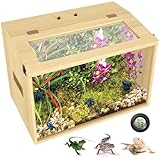 26 Gallon Bearded Dragon & Lizard Tank, Lockable Reptile Terrarium - Large Snake & Leopard Gecko Enclosure with Openable Roof Door (Wooden, 24" L x 16" W x 16" H)