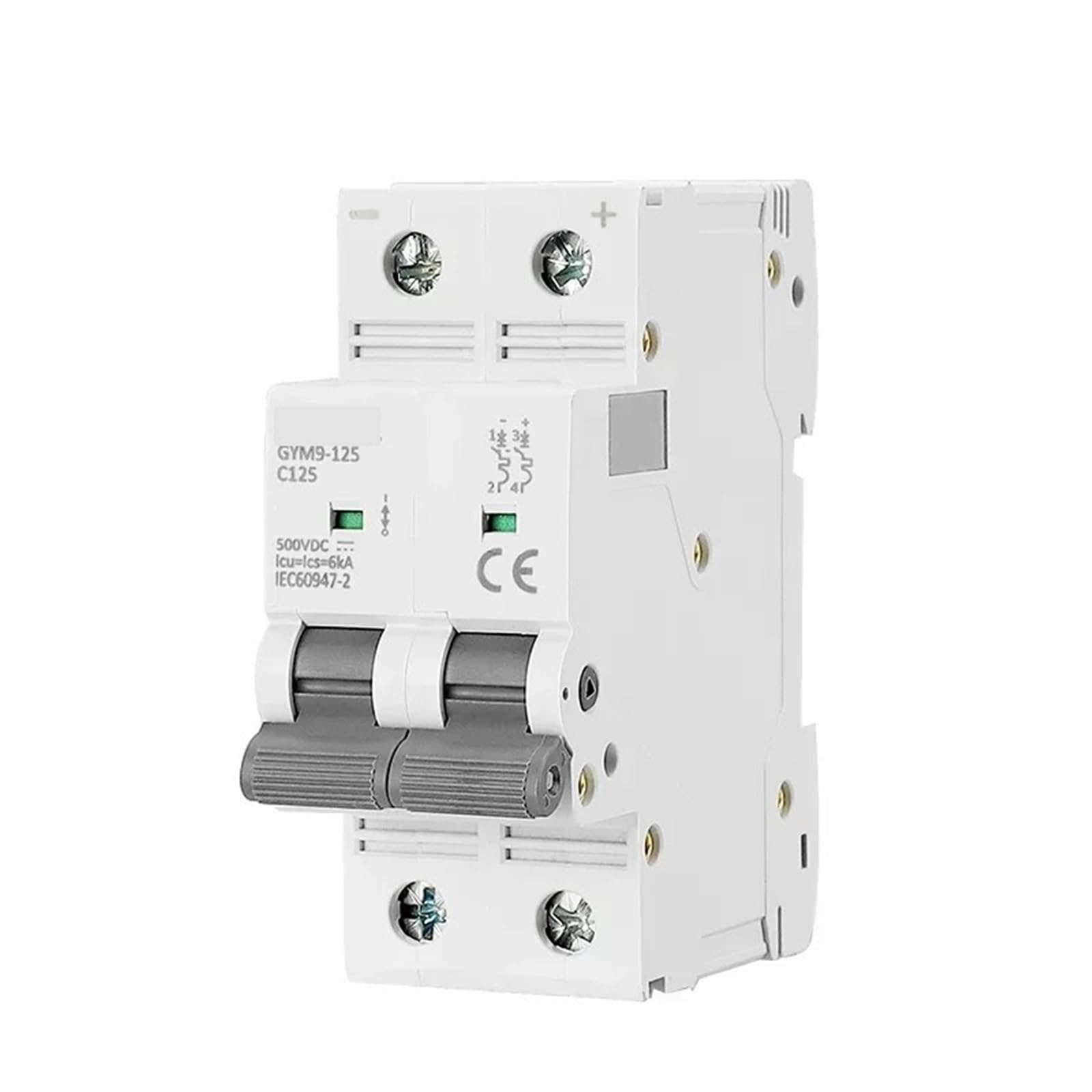 AVSBBYEPS 125 DC MCB 2Pole 500VDC Mini Circuit Breaker 80A 100A 125A 6KA 1Pcs(25v,2 Pole 500VDC)