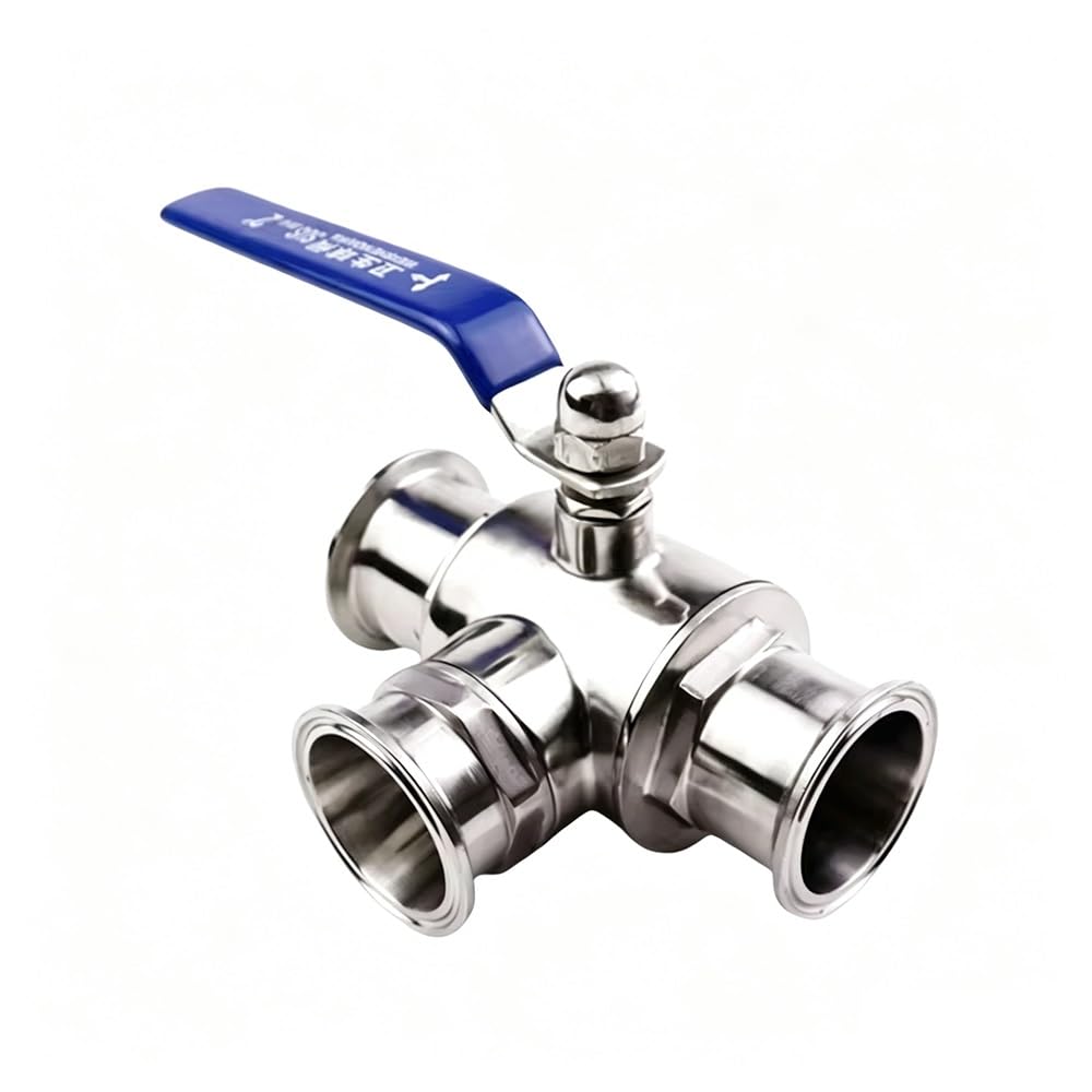 Trójdrożny Sanitarny Zawór Kulowy, Stal Nierdzewna SS304, Obsługa Ręczna Typu T/L, Tuleja Tri Clamp 50,5/64/77,5/91/119 Mm, 1 Szt.(T type,32mm x Ferrule 50.5)
