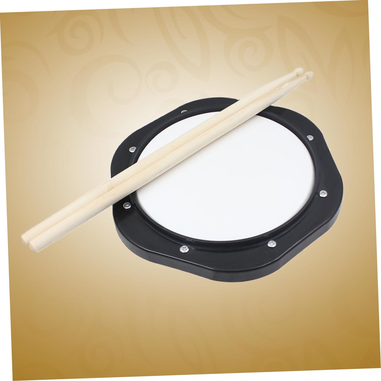 Pad da Allenamento Batteria 10 Pollici Tamburo Nero | Set 2 Bacchette e Borsa Portaoggetti Nera, Plastico, Lavorazione Tradizionale