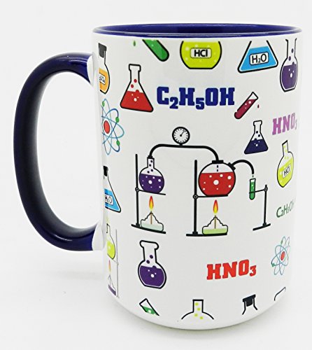Half a Donkey The Busy Chemistry Laboratory - Taza extra grande con interior azul y mango