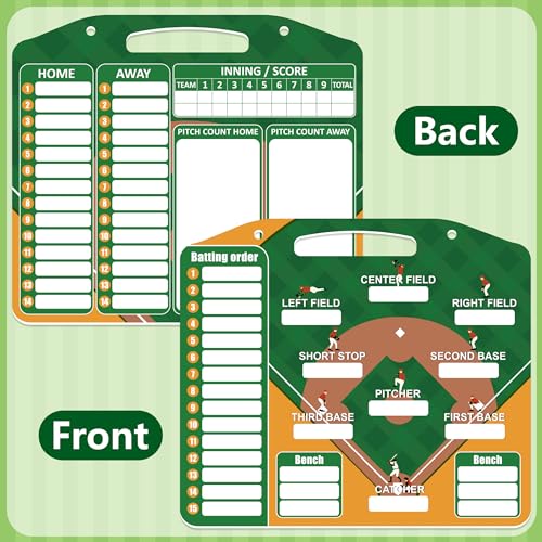 YHNTGB Magnetic Baseball Coach Clipboard Magnetic Baseball Lineup Board Erases Easily Double-Sided Sturdy for Coach with 30 Lineup Cards and Marker 2 Snap Hooks and Pen for Dugout Display Baseball