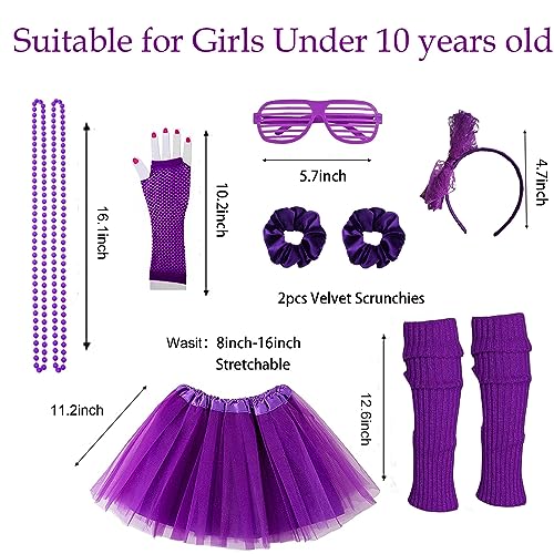 Vestido Disfraz 80s Para Niñas 7 Piezas miniatura 2