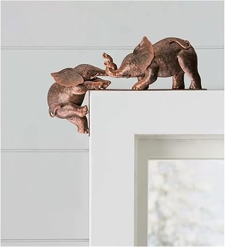 TOMYEUS Escultura de pared, puerta de elefante, oruga, decoración de pared, marco de ventana, decoración de arte del hogar