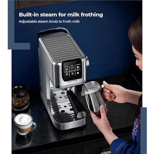 Image of Lifelong Eden 1350W Digital Coffee Machine Italian Ulka Pump 20 Bar Barista-Quality Extraction |Double Shot & Cool Espresso, Americano Mode|Touchscreen, Compatible with Ground Coffee|Hot & Cold Brew
