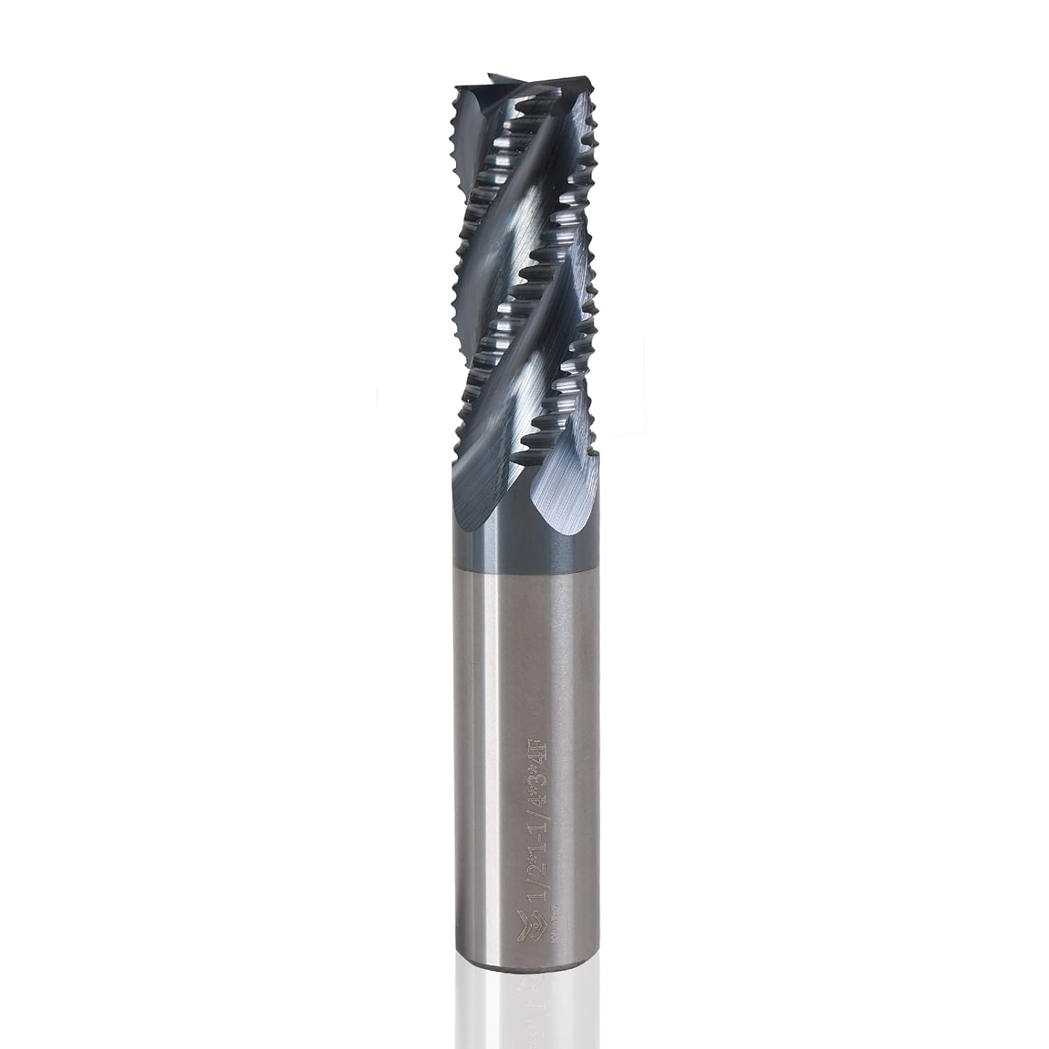 1/2" Carbide Roughing End Mil, 4 Flute Micro Grain Carbide Mill Bits, for Alloy Steels/Hardened Steels Micro Grain Carbide End Mill