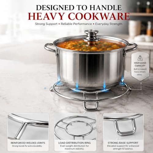 Image of Ajay's Shoppe Stainless Steel Hot Pot Stand Set of 2 | Heat Resistant Trivet for Kitchen Counter & Dining Table | Pot Holder for Cookers, Pans, Kadhai & Serving Dishes
